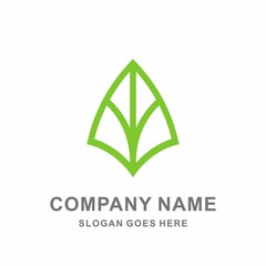 Fototapeta premium Simple Organic Green Leaf Nature Farm Vegetables Agriculture Apps Business Company Stock Vector Logo Design Template