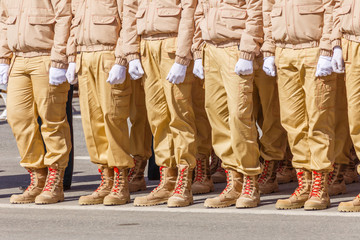 Soldiers in the ranks. Shoes