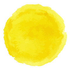 Bright yellow watercolor painted vector stain