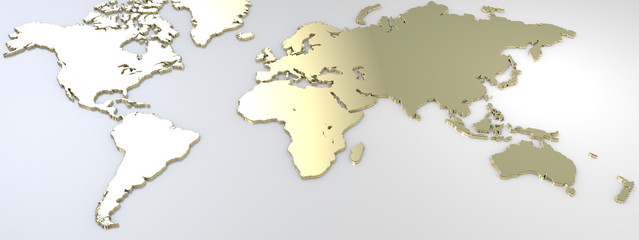 Mappa del mondo, mappa placcata d’oro