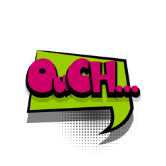 Comic text speech bubble phrase ouch