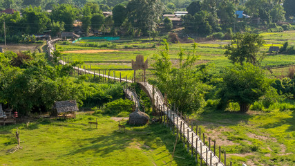 Landscape of Zutongpae bridge in Maehongson Thailand