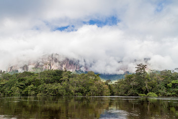 River Carrao and tepui (table mountain) Auyan in National Park Canaima, Venezuela