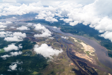 Aerial view of a river in Venezuela