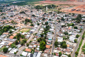 Aerial view of suburbs of Ciudad Bolivar, Venezuela