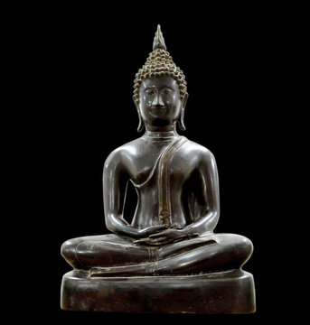 Black iron Buddha On a black background,Buddha meditation