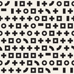 Fototapeta na wymiar Vector random shapes seamless pattern. Modern stylish irregular texture. Repeating tiles with geometric minimalistic elements.
