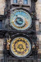 Detail of the astronomical clock in the Old Town Square in Prague, Czech Republic. Toned image