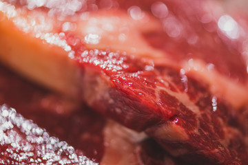 Close-up of raw beef. Selective focus