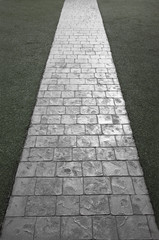 Middle Straight Line Stone Walkway