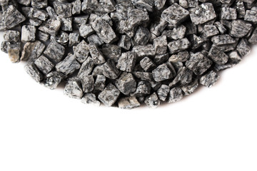 beautiful crushed granite gray on a white background