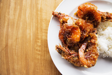 Seafood Fried Shrimp with Sweet Sauce and Rice