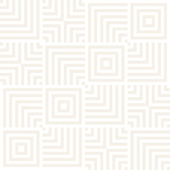 Stylish Lines Maze Lattice. Ethnic Monochrome Texture. Abstract Geometric Background. Vector Seamless Subtle Pattern...