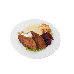 Pork cutlet and garnish.