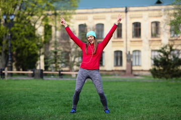 Positive sport woman on workout