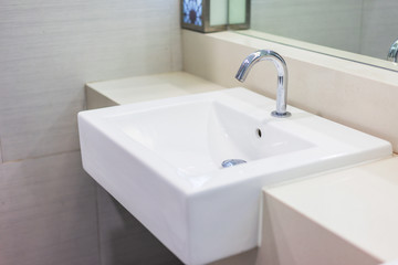 Naklejka na ściany i meble Basin faucets in bathrooms in luxury hotels.