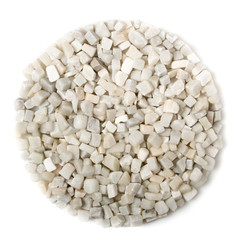 beautiful natural white stone scattered on a white background