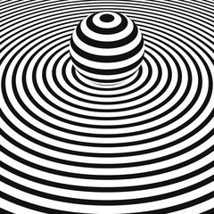 concentric circles with striped sphere