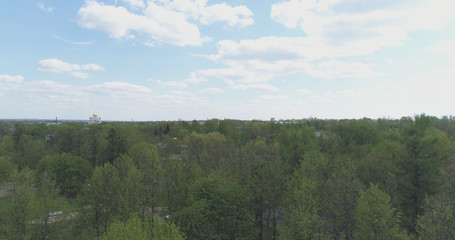 aerial view over streets of Pushkin town, Tsarskoye Selo in summer day, wide photo