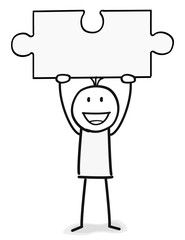 Figur hebt leeres Puzzle Stück