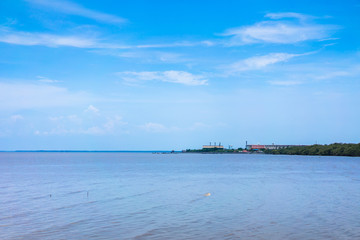 A seaside town on a clear day.
