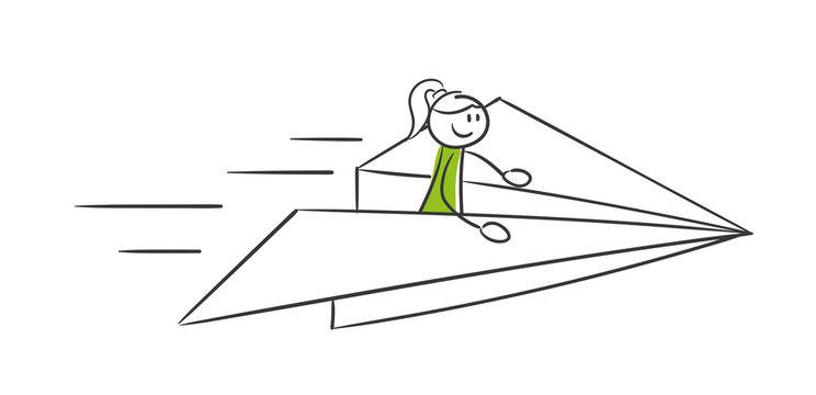 Stick Figure Series Green Woman / Papierflieger