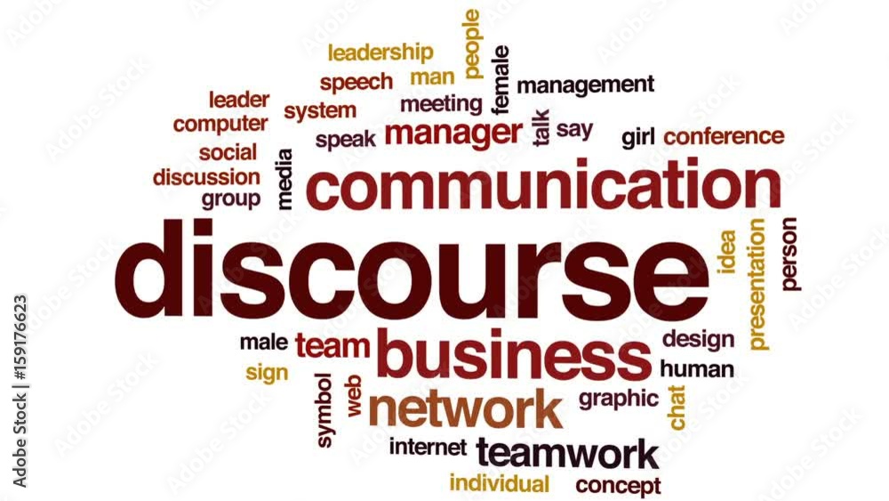 Aufkleber discourse animated word cloud, text design animation.