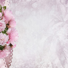 Congratulatory background with a border of pink roses