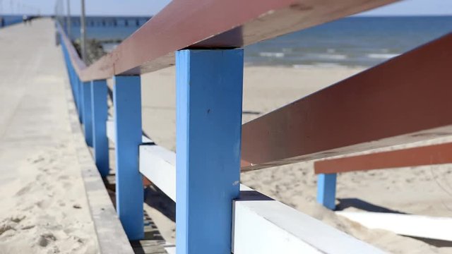 Wooden pier. Sandy coast of the Baltic Sea. Palanga. Lithuania