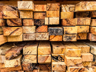 Cut wood stack arrange in pattern