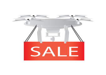 A Drone delivering a SALE sign