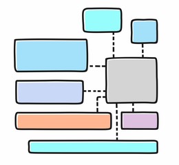 Fototapeta premium Diagram, chart, colour, frame, text, blank, white background. A rectangular frame with a thin black outline. Vector template for information graphics. 