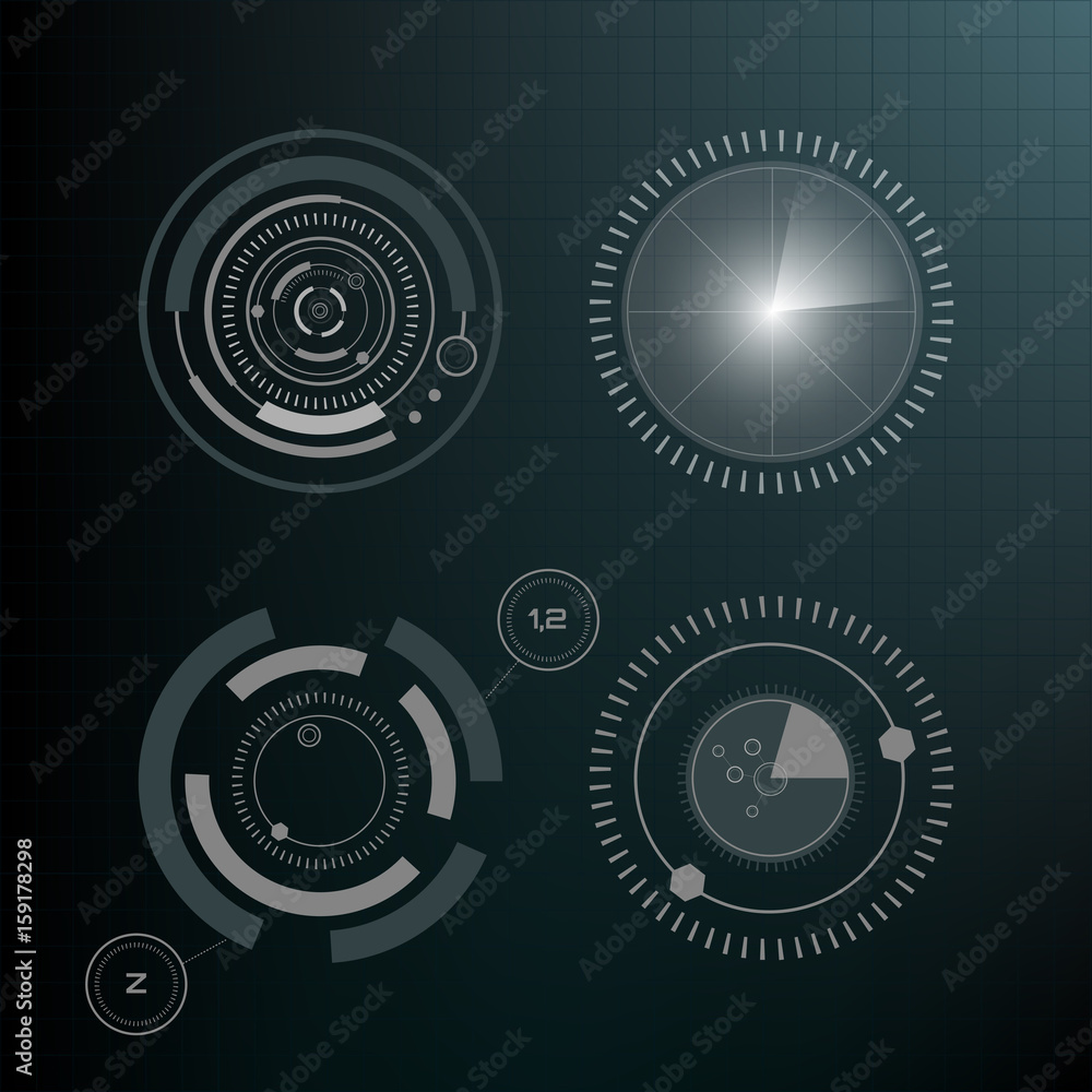 Fototapete technological hud elements, futuristic interface virtual reality. infographic elements. head-up disp