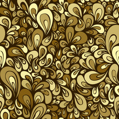 Golden Colors Seamless Background With Abstract Drops.