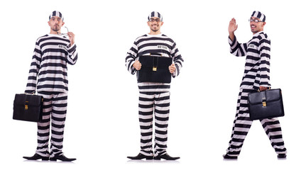 Prison inmate isolated on the white