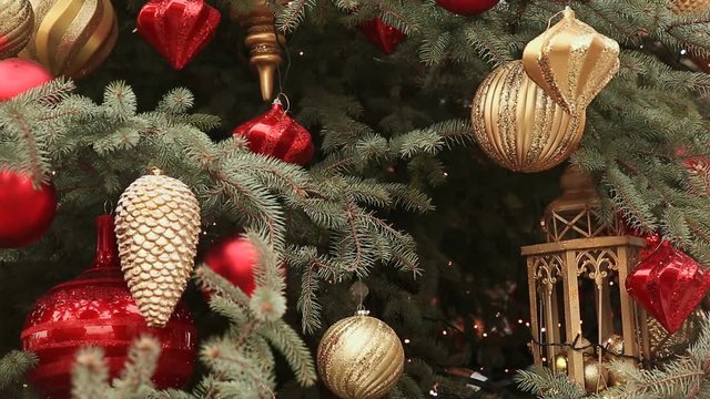 A Christmas tree with charming toys and ornaments. Moscow. New Year theme.
