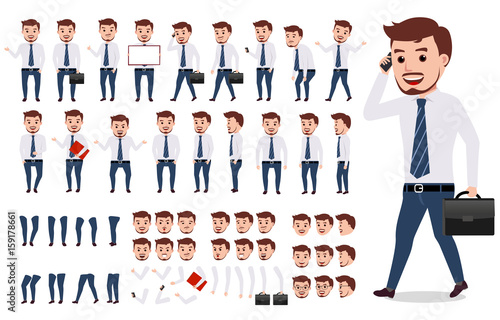 "Business man character creation set. Male vector 