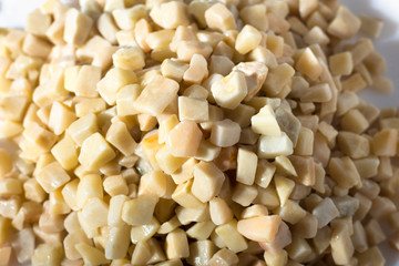 beautiful natural yellow stone scattered on a white background