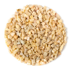 beautiful natural yellow stone scattered on a white background