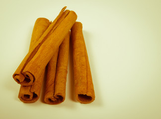 Cinnamon sticks isolated on white background.
