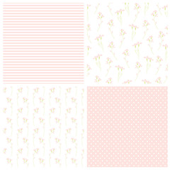 Set of floral and geometric backgrounds. Seamless vector patterns