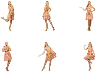 Woman in fashion looks isolated on white