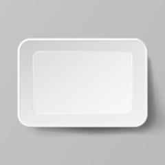 Empty Blank Styrofoam Plastic Food Tray Container. White Empty Mock Up. Good For Package Design.