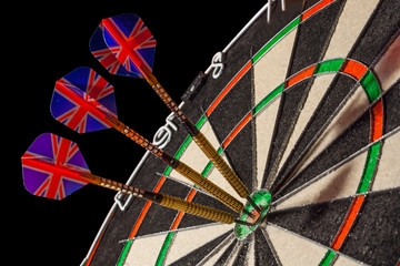 Sisal Dartboard on a black background
