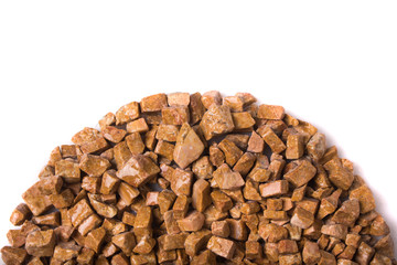 beautiful natural red stone scattered on a white background