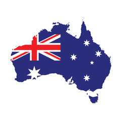 Australia flag map. Country outline with national flag