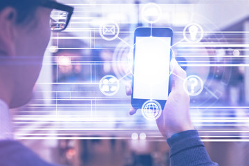 Empty cellphone with digital pattern