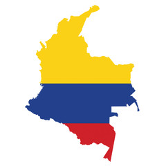 Colombia flag map. Country outline with national flag