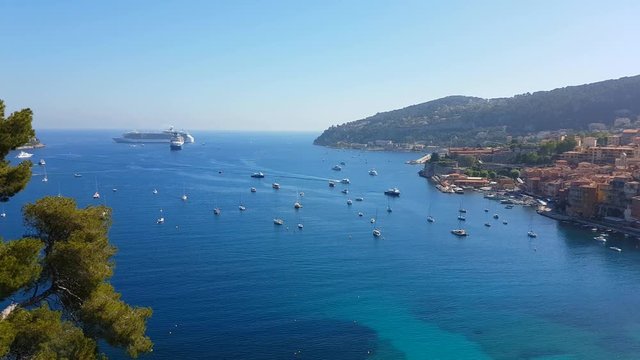 Aerial View of the Mediterranean Sea in Villefranche-Sur-Mer - 4K Video