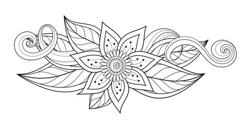 Vector Beautiful Abstract Monochrome Floral Composition